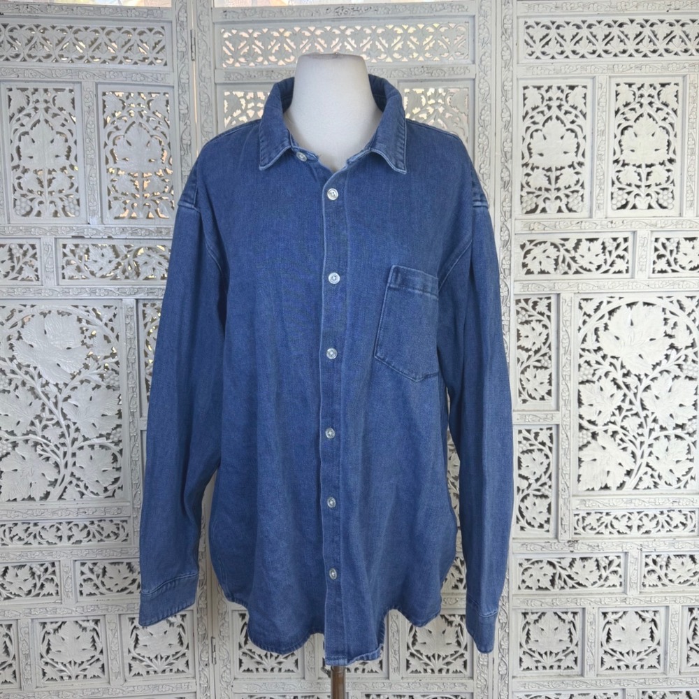 NWT Slate & Stone Blue Denim Button Up Shirt‎ Jacket Mens XL Shacket Long Sleeve
